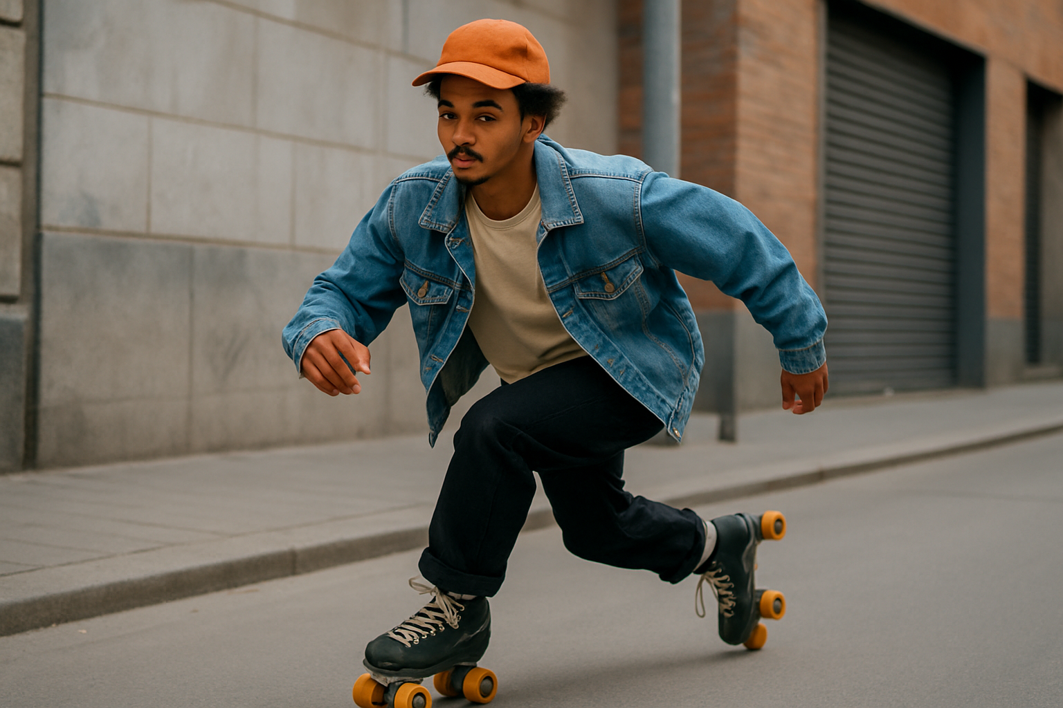 a young man roller skating